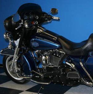 Blue and Black Harley Davidson Motorcycle